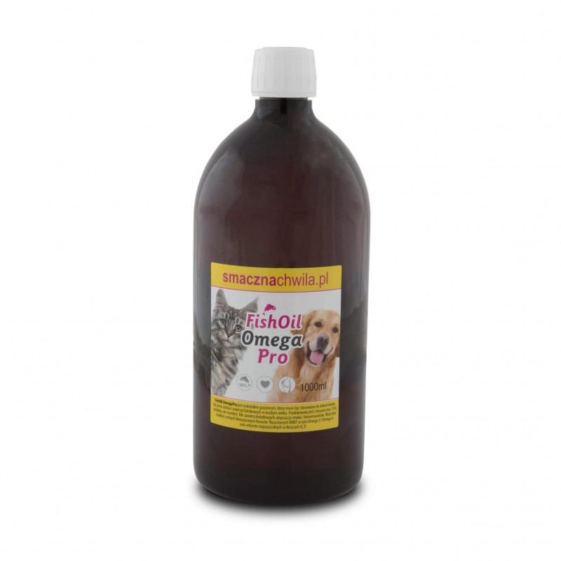 Olej łososiowy dla zwierząt | Ciemna butelka 1000ml