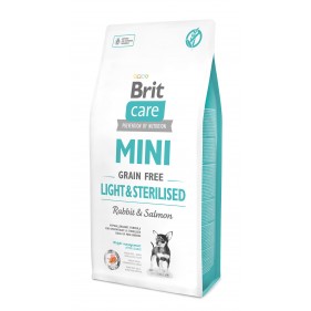 Brit Care Mini Light & Sterilised - karma dla małych psów z nadwagą | Królik z Łososiem 400g.
