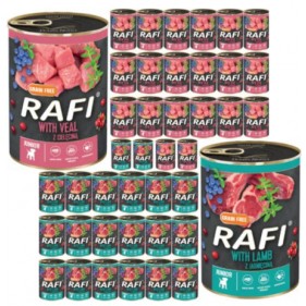 Promocyjny Zestaw 40 Puszek Rafi Junior 400g MIX 2 Smaków: Jagnięcina i Cielęcina | Tanio