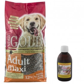 Zestaw dla Dużego Psa Karma Nero Gold Adult Maxi 12kg + Olej z Łososia dla psów GRATIS.