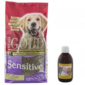 Zestaw dla Wrażliwego Psa Karma Nero Gold Sensitive 12kg + Olej z Łososia dla psów GRATIS.