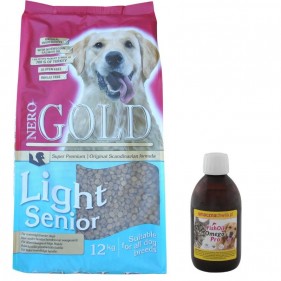 Zestaw dla Starego Psa - Karma Nero Gold Senior & Light 12kg + Olej z Łososia dla Psów GRATIS.