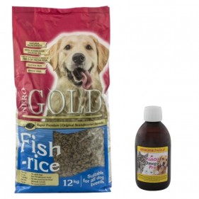 Zestaw dla Psa Karma Nero Gold Fish & Rice 12kg + Olej z Łososia dla Psów GRATIS.