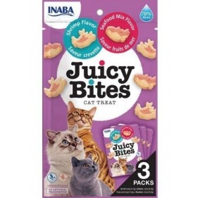 Inaba Juicy Bites Treat 3x11,3g - miękkie przysmaki dla kota, krewetki i owoce morza