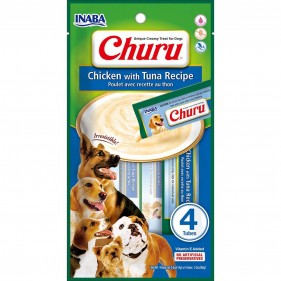 Inaba Creamy Churu Dog Treats 4x14g - kremowy przysmak dla psa, kurczak z tuńczykiem.