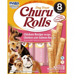 Inaba Churu Rolls Dog 8x12g - miękkie przysmaki dla psa z kurczakiem i łososiem