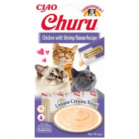 Inaba Creamy Churu Treat 4x14g - kremowy przysmak dla kota, kurczak i krewetki