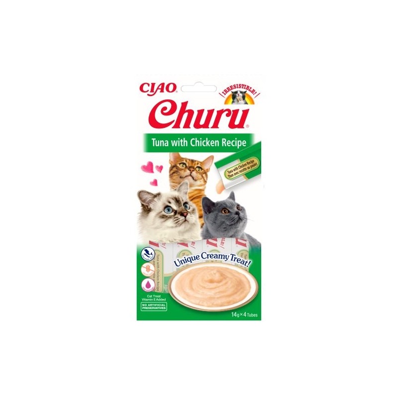 Inaba Creamy Churu Treat 4x14g - kremowy przysmak dla kota, kurczak i tuńczyk