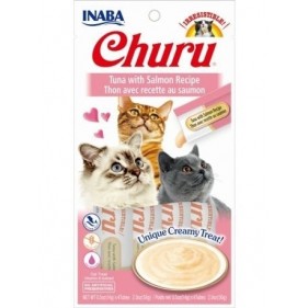Inaba Creamy Churu Treat 4x14g - kremowy przysmak dla kota, tuńczyk i łosoś