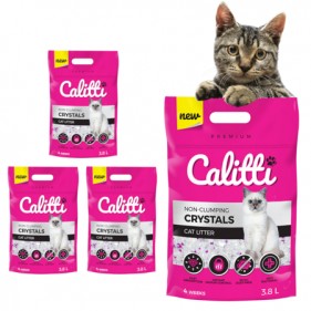 Żwirek silikonowy dla kotów wszystkich ras Calitti Crystals Cat | Zestaw 4x3.8L