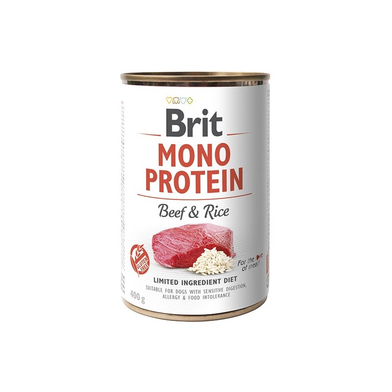 Brit Mono Protein dla Psa - Mokra Karma Wołowina i Ryż w puszce 400g.